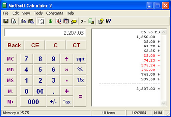 Moffsoft Calculator screenshot 2