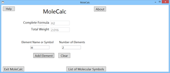 MoleCalc screenshot