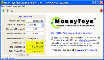 MoneyToys Free Loan Calculator screenshot