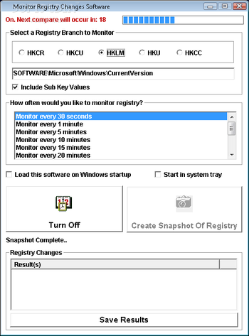 Monitor Registry Changes Software screenshot