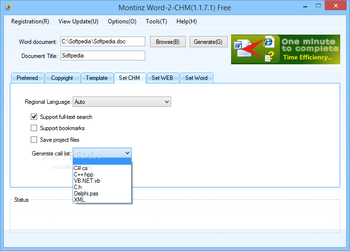 Montinz Word-2-CHM (formerly SuWang Word to Chm) screenshot 4