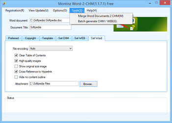 Montinz Word-2-CHM (formerly SuWang Word to Chm) screenshot 8