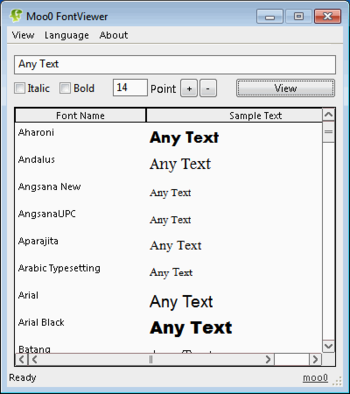 Moo0 Font Viewer screenshot