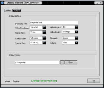 Mooma Video to PSP Converter screenshot 2