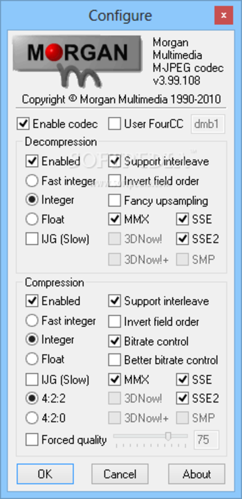 Morgan Multimedia MJPEG Codec screenshot 2