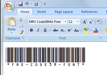 Morovia Free Code39 Barcode Font screenshot