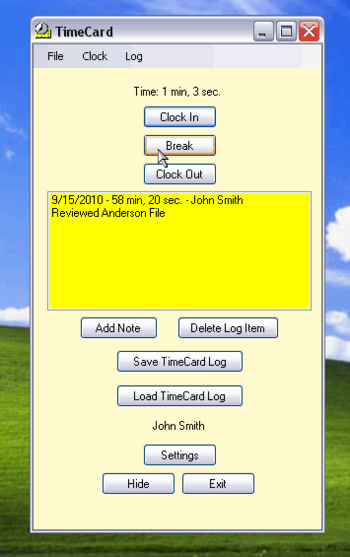 MousePaw TimeCard screenshot