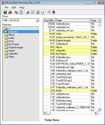 MouseSoft Directory Size screenshot