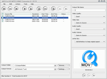 MOV to MPEG AVI WMV Converter screenshot 2