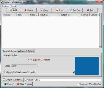 MOV to VOB Converter screenshot