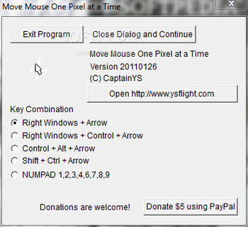 Move Mouse One Pixel at a Time with Key screenshot