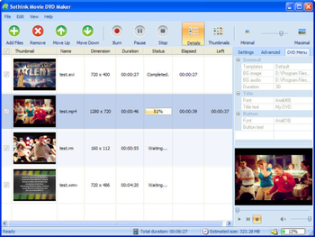 Movie Burner Solution screenshot