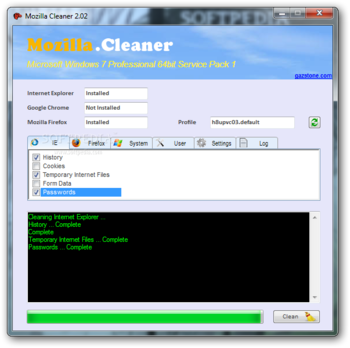 Mozilla Cleaner screenshot