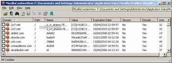 MozillaCookiesView screenshot 2