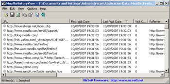 MozillaHistoryView screenshot 2