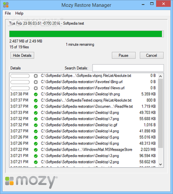 Mozy Restore Manager screenshot 3