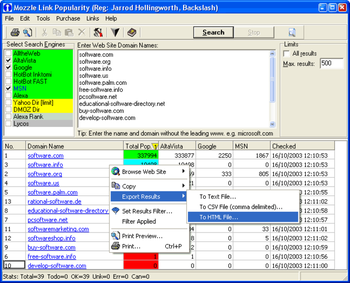 Mozzle Link Popularity screenshot 2