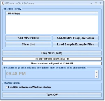 MP3 Alarm Clock Software screenshot