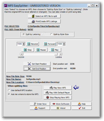MP3 EasySplitter screenshot