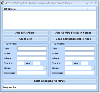 MP3 Edit ID3 Tag Field To Same Value In Multiple Files Software screenshot