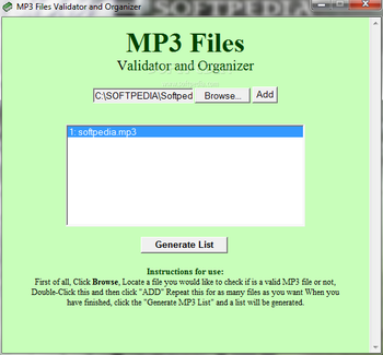 MP3 Files Validator and Organizer screenshot
