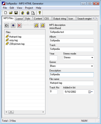 MP3 HTML Generator screenshot