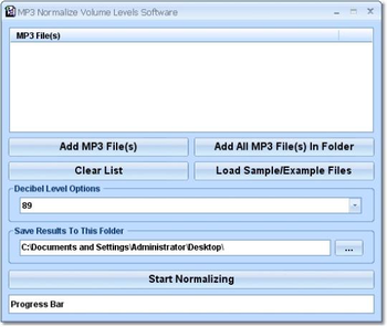 MP3 Normalize Volume Levels Software screenshot