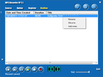 MP3 Recorder XP screenshot