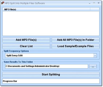 MP3 Split Into Multiple Files Software screenshot