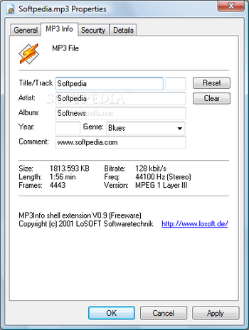 MP3Info Shell Extension screenshot