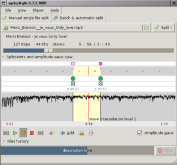 mp3splt-gtk screenshot