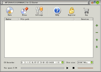 MP3/WAV/OGG/WMA/AC3 to CD Burner screenshot