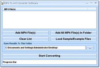 MP4 To AVI Converter Software screenshot