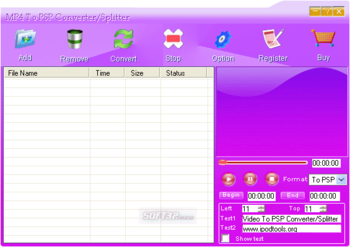 MP4 To PSP Converter/Splitter screenshot