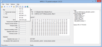 MPEG-2TS Packet Analyser screenshot 2