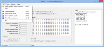 MPEG-2TS Packet Analyser screenshot 3