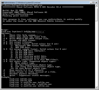 MPEG-4 AAC Decoder screenshot