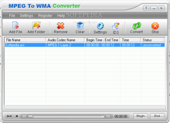 MPEG To WMA Converter screenshot