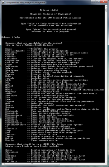 MrBayes screenshot