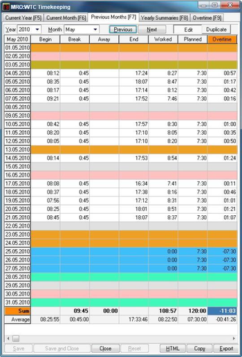 MRO WorkingTimeClock screenshot 5