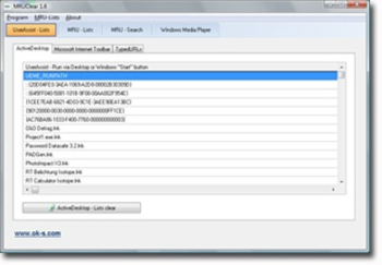 MRUClear screenshot