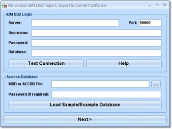 MS Access IBM DB2 Import, Export & Convert Software screenshot
