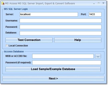 MS Access MS SQL Server Import, Export & Convert Software screenshot