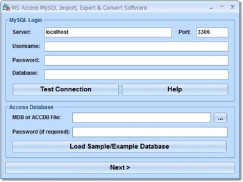 MS Access MySQL Import, Export & Convert Software screenshot