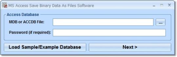 MS Access Save Binary Data As Files Software screenshot