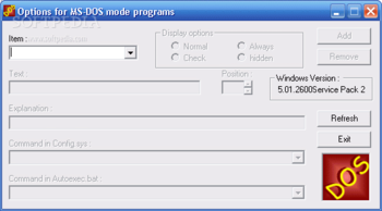 MS-DOS Options screenshot