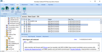 MS Outlook PST File Email Restoring Tool screenshot
