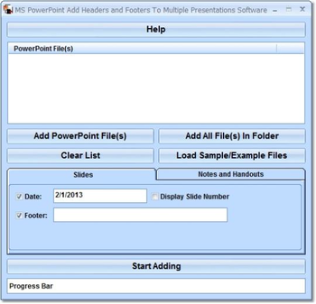 MS PowerPoint Add Headers and Footers To Multiple Presentations Software screenshot