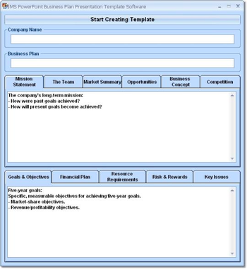 MS PowerPoint Business Plan Presentation Template Software screenshot
