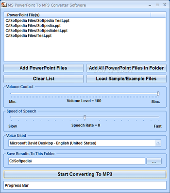 MS PowerPoint To MP3 Converter Software screenshot